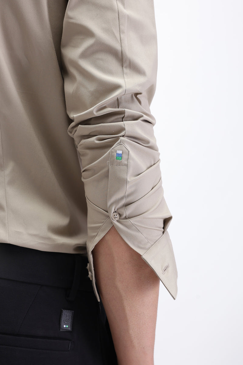 SOLID SLIM FIT COTTON SHIRT