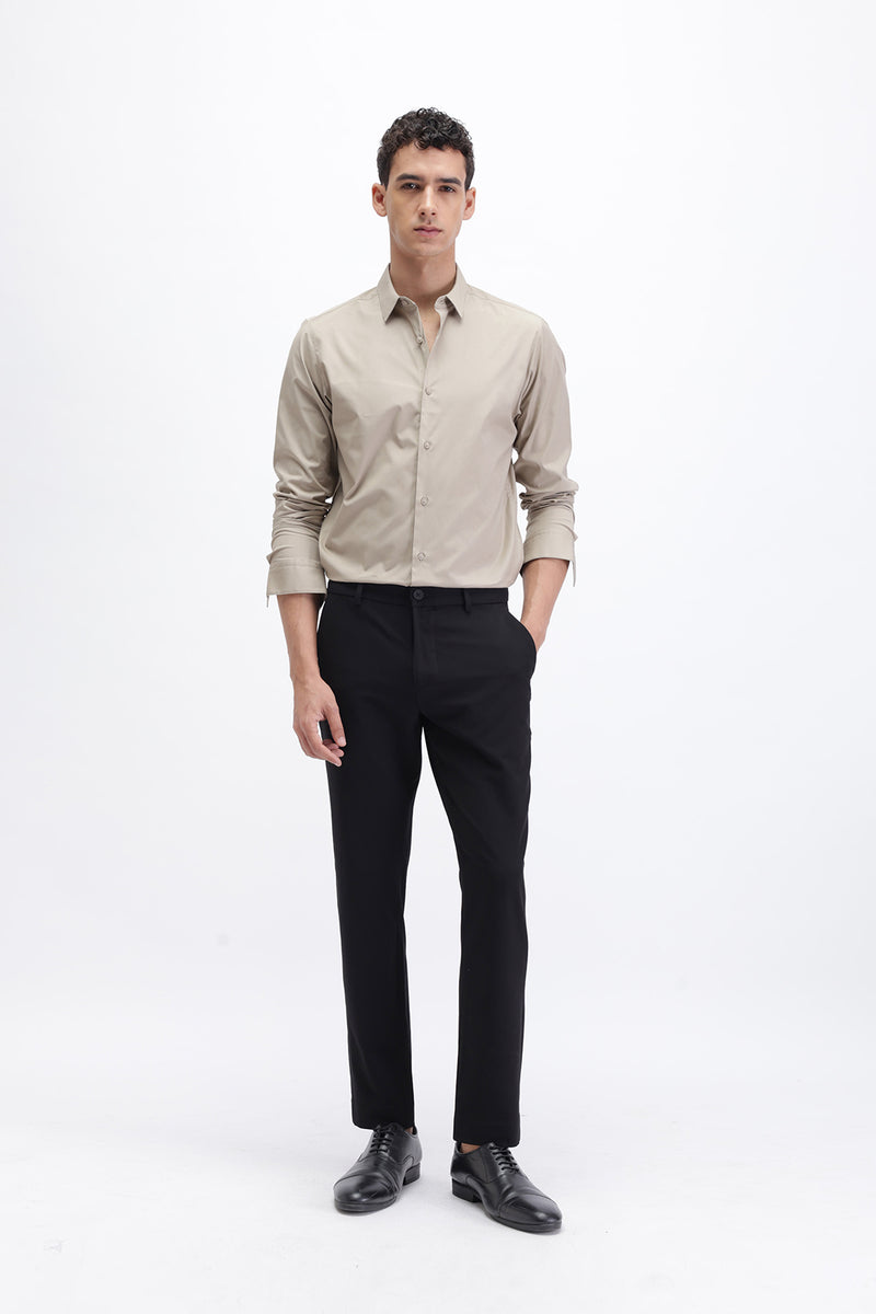 SOLID SLIM FIT COTTON SHIRT