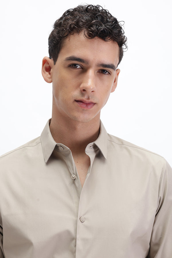 SOLID SLIM FIT COTTON SHIRT