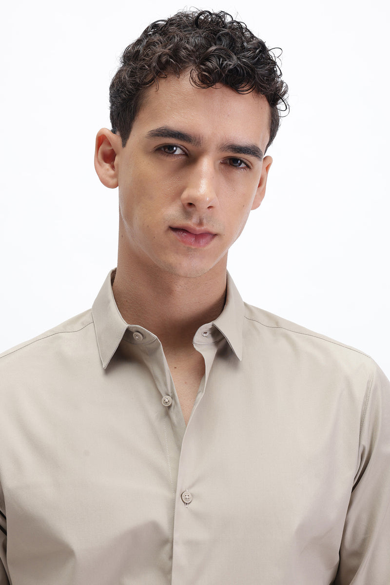 SOLID SLIM FIT COTTON SHIRT