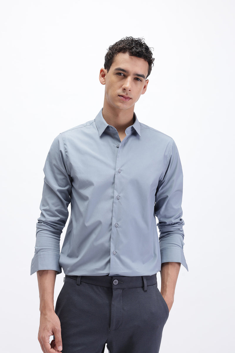 SLIM FIT PLAIN CASUAL SHIRT