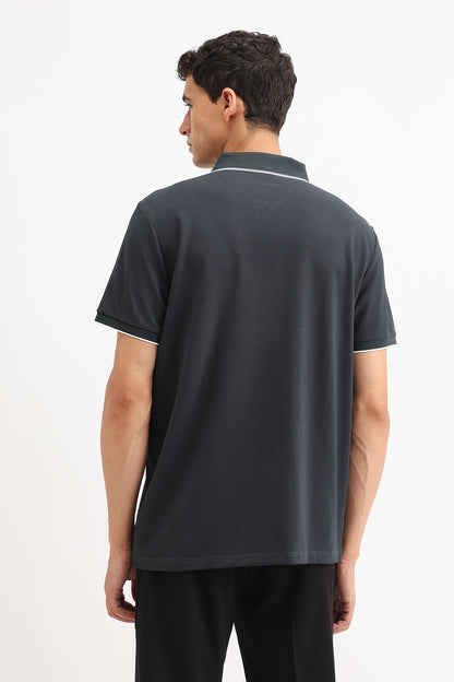 PLAIN ZIPPER POLO T-SHIRT