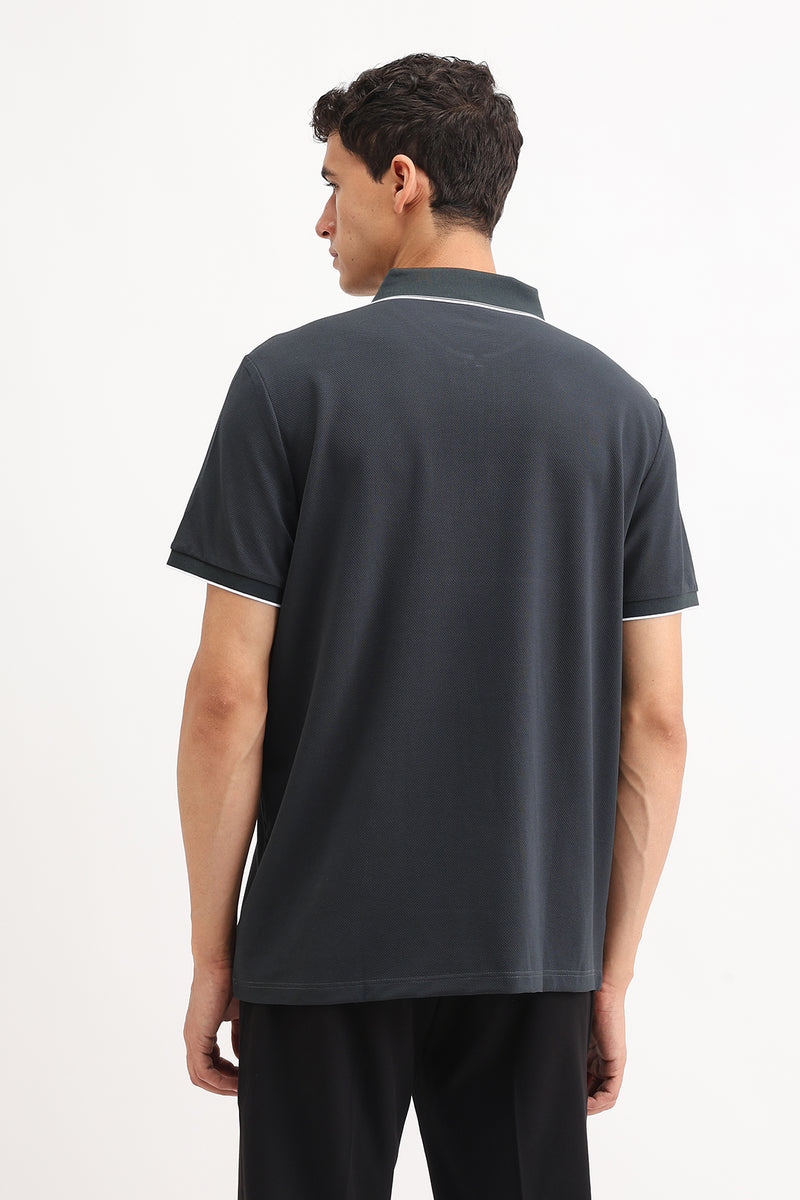 PLAIN ZIPPER POLO T-SHIRT