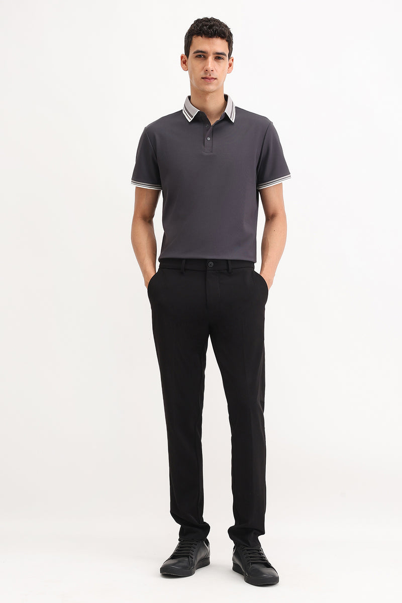 CONTRAST STRIPED COLLAR POLO T-SHIRT