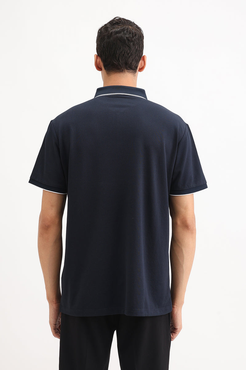 PLAIN ZIPPER POLO T-SHIRT