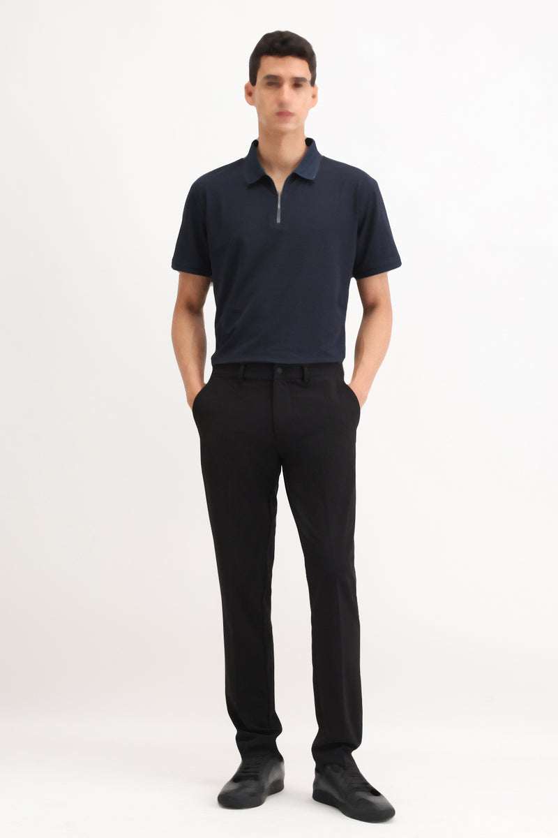 PLAIN ZIPPER POLO T-SHIRT