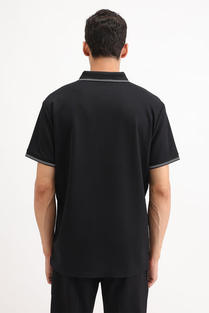 SLIM FIT CONTRAST COLLAR POLO T-SHIRT