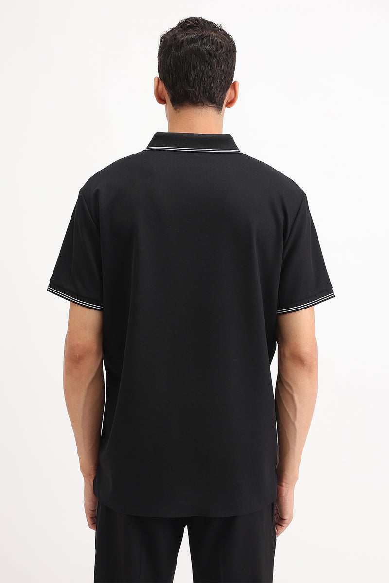 SLIM FIT CONTRAST COLLAR POLO T-SHIRT