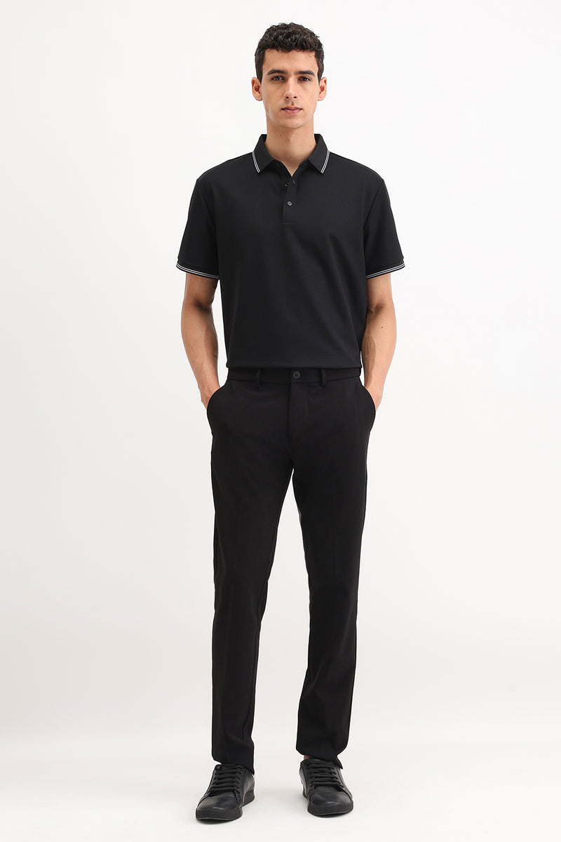 SLIM FIT CONTRAST COLLAR POLO T-SHIRT