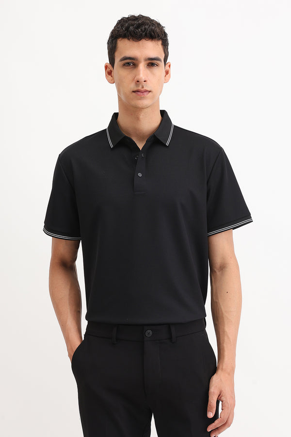 SLIM FIT CONTRAST COLLAR POLO T-SHIRT