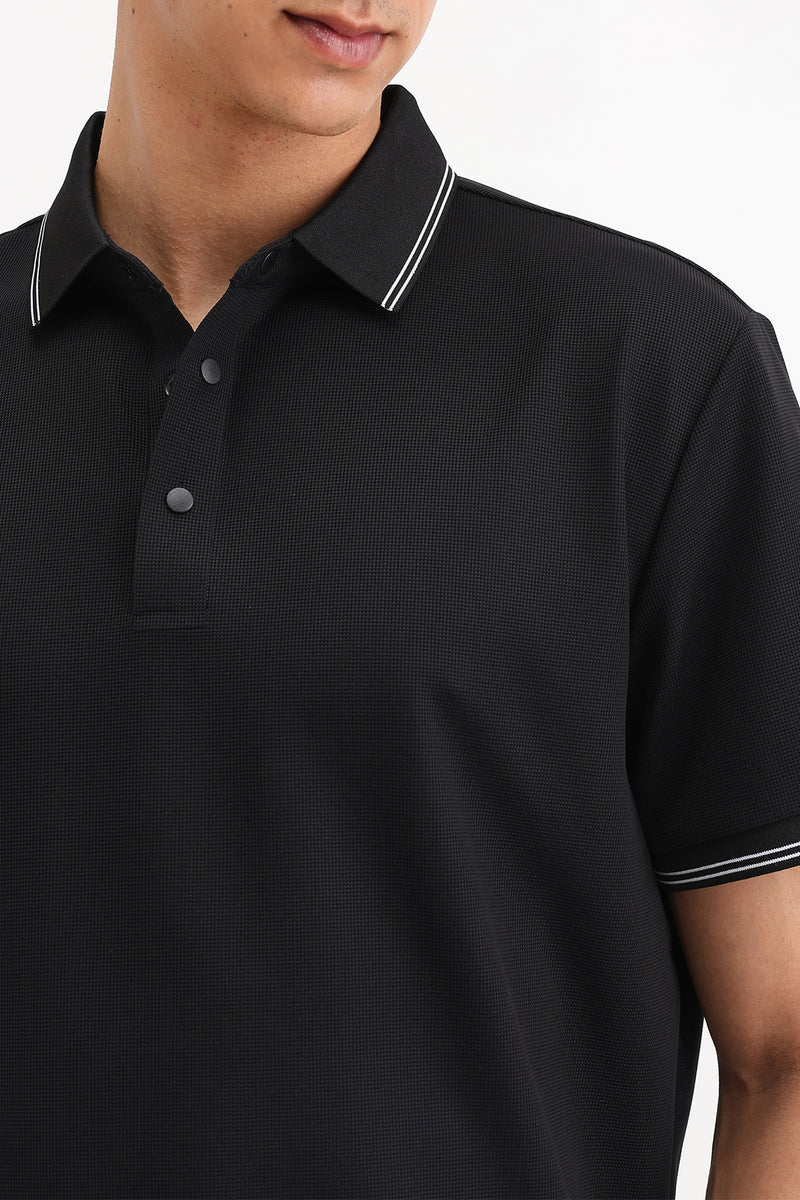 SLIM FIT CONTRAST COLLAR POLO T-SHIRT
