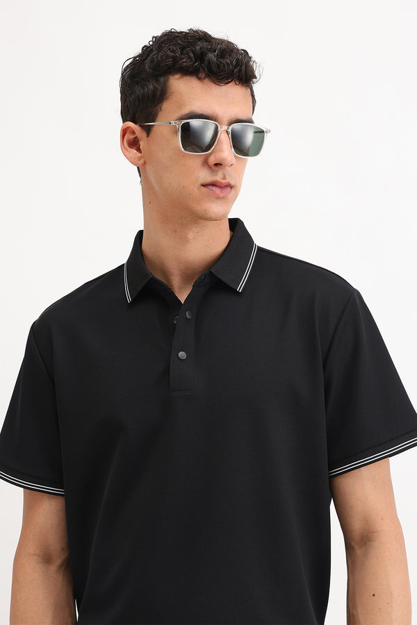 SLIM FIT CONTRAST COLLAR POLO T-SHIRT