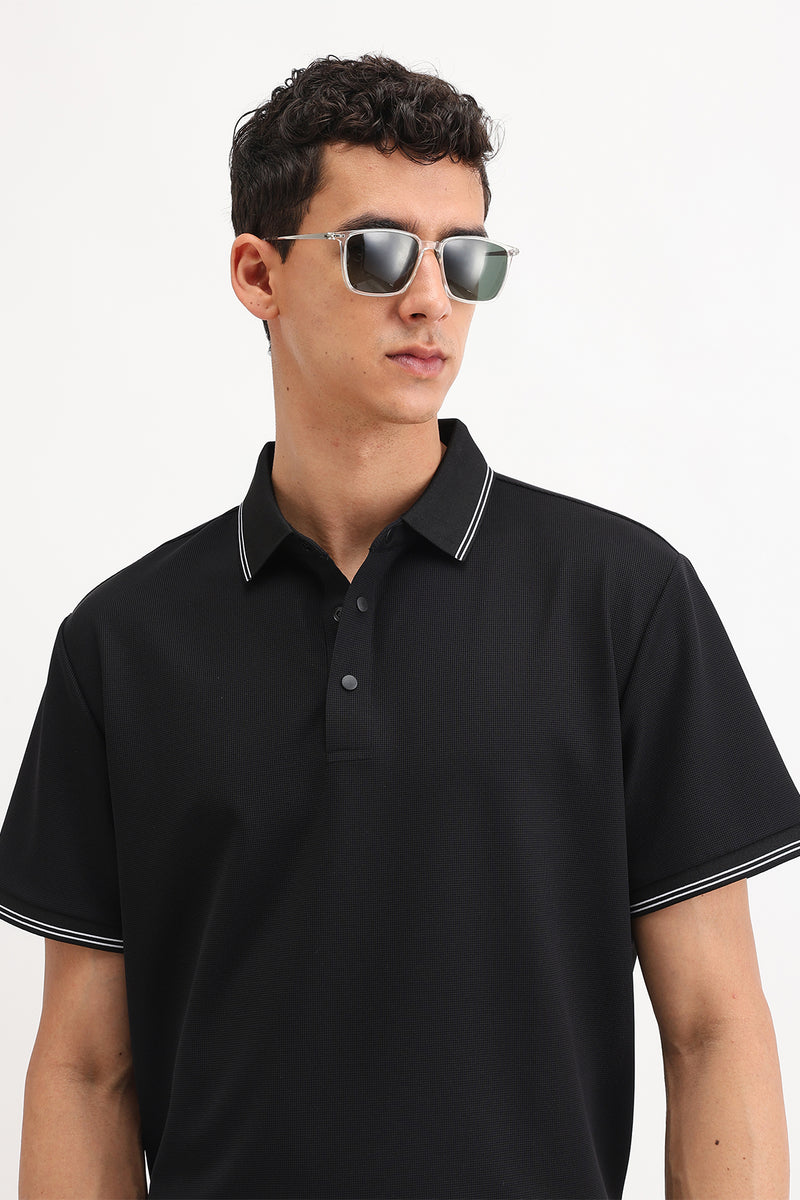 SLIM FIT CONTRAST COLLAR POLO T-SHIRT