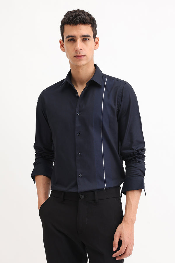 PLACEMENT STRIPED SLIM FIT SHIRT