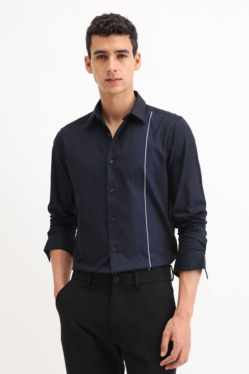 PLACEMENT STRIPED SLIM FIT SHIRT