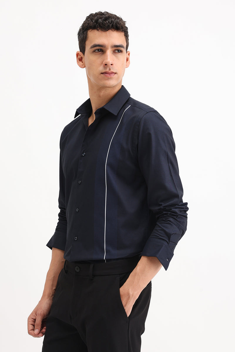 PLACEMENT STRIPED SLIM FIT SHIRT