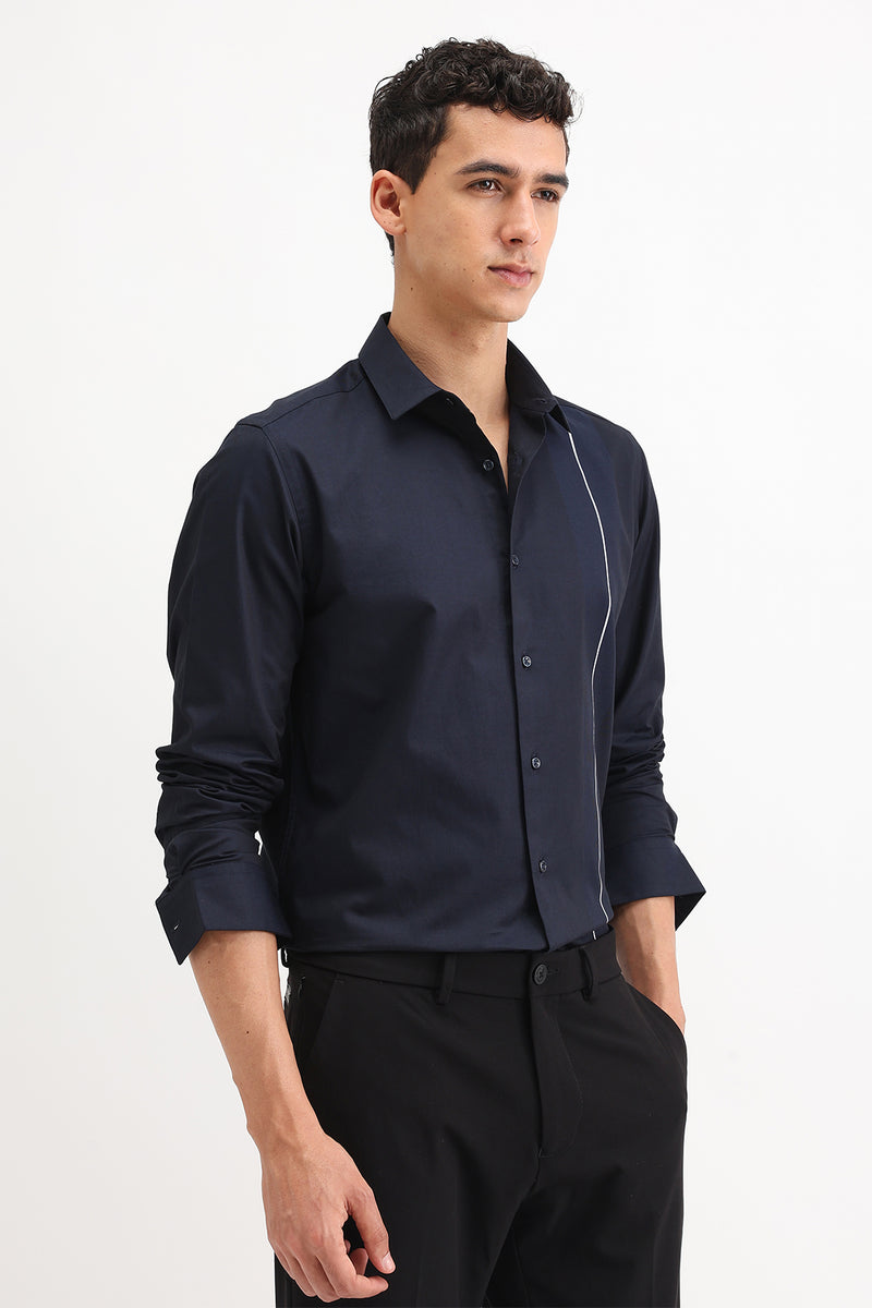 PLACEMENT STRIPED SLIM FIT SHIRT