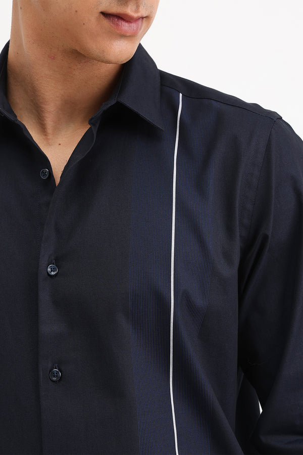 PLACEMENT STRIPED SLIM FIT SHIRT