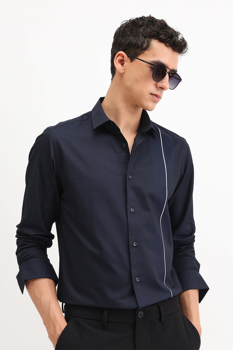 PLACEMENT STRIPED SLIM FIT SHIRT