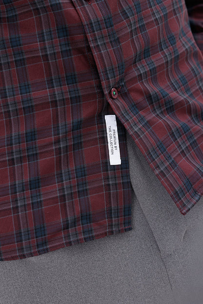 MAROON COTTON CHECK SHIRT