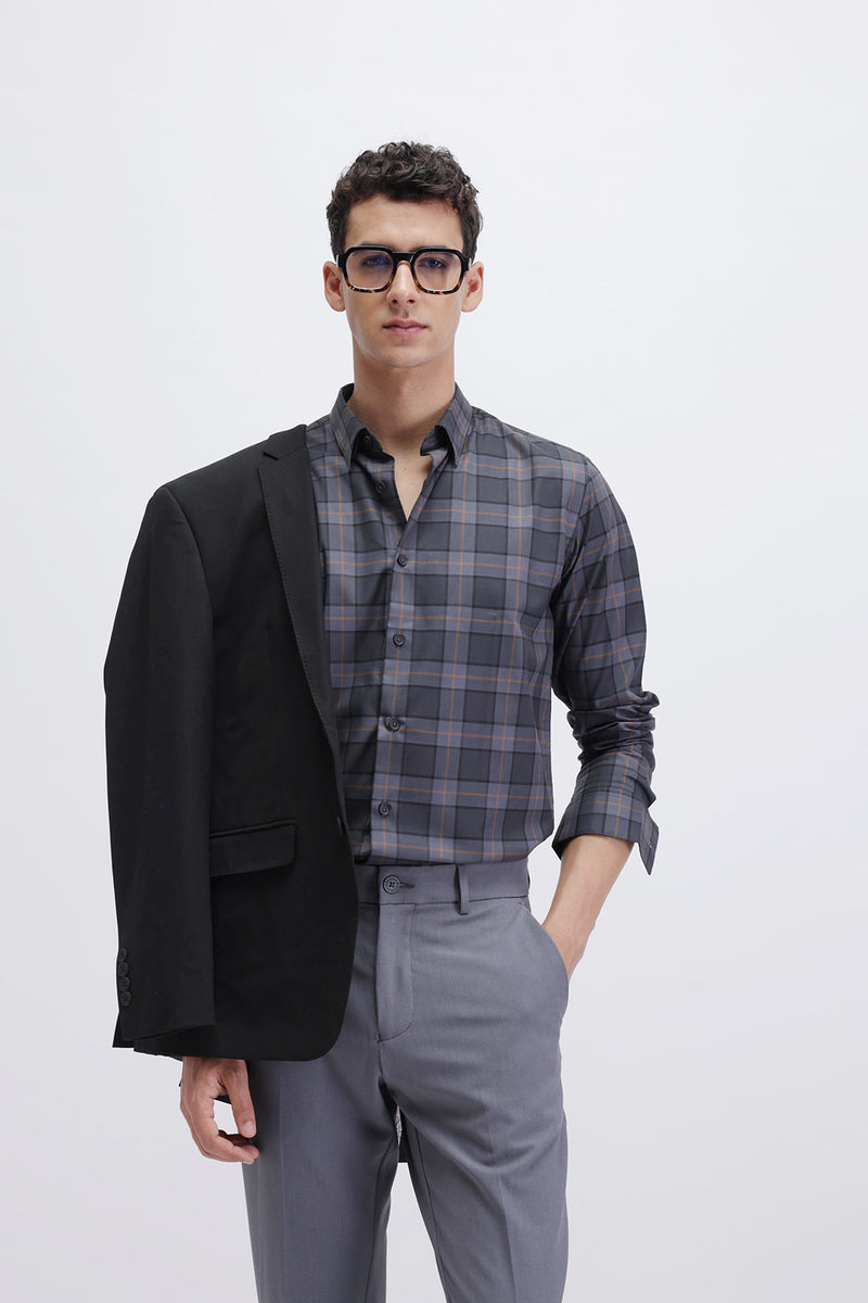 SLIM FIT CHECKED CASUAL SHIRT