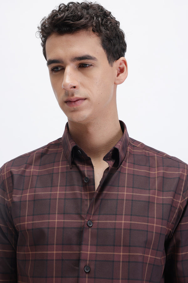 SLIM FIT CHECKED CASUAL SHIRT