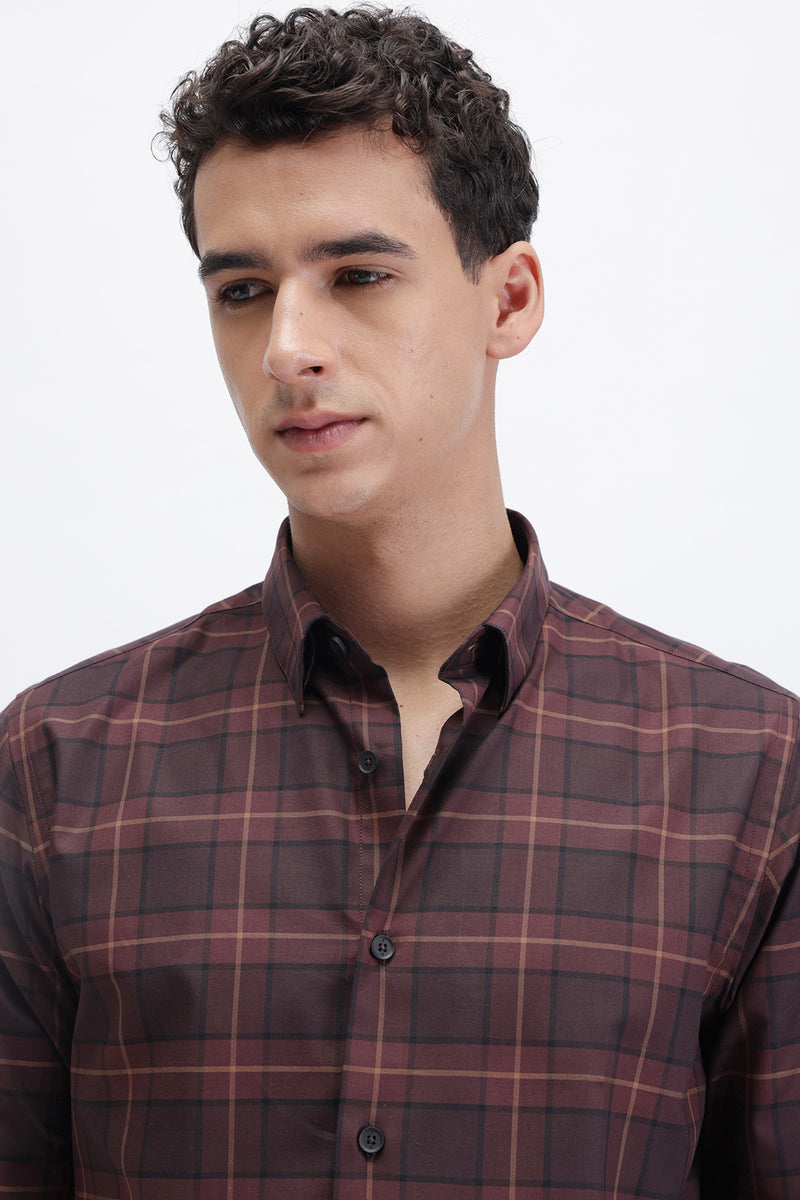 SLIM FIT CHECKED CASUAL SHIRT