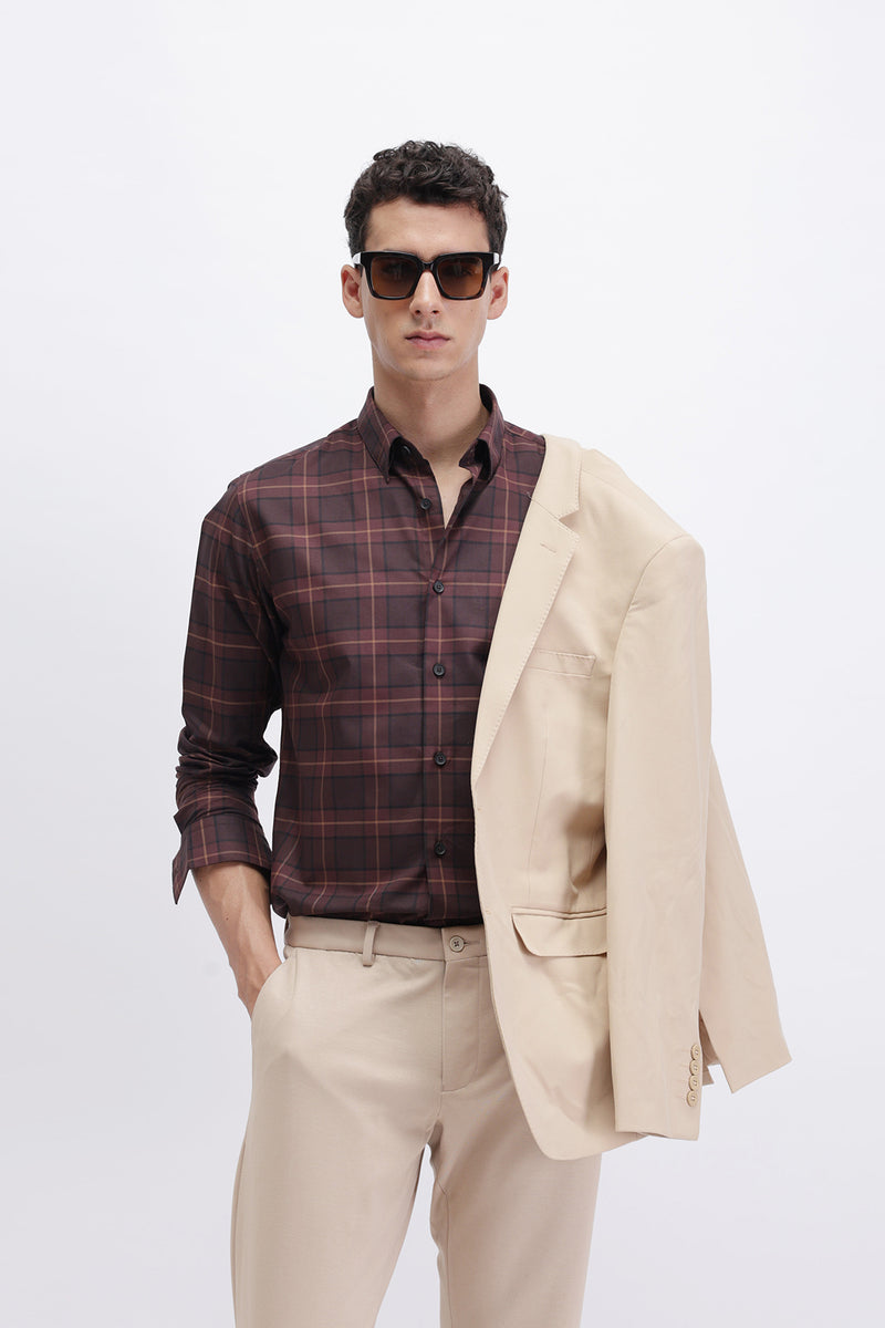 SLIM FIT CHECKED CASUAL SHIRT