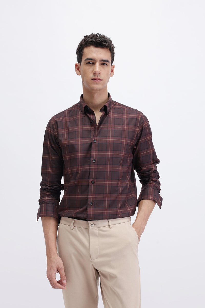 SLIM FIT CHECKED CASUAL SHIRT