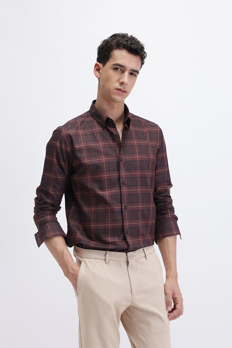 SLIM FIT CHECKED CASUAL SHIRT