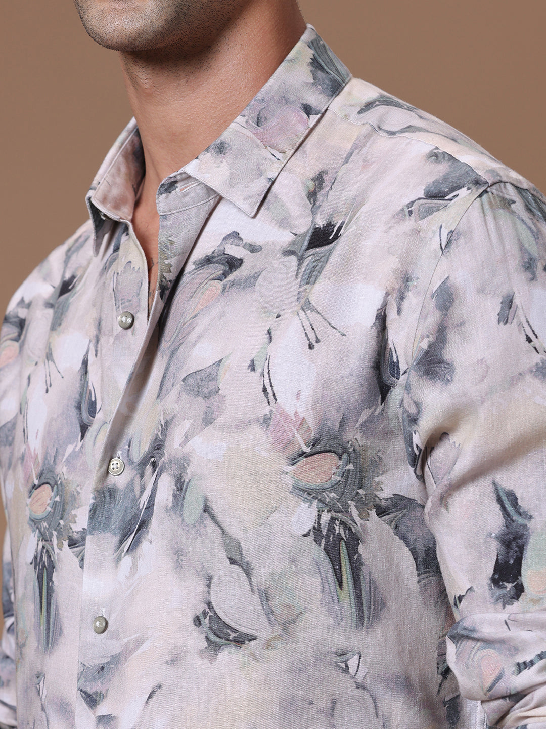 Comfort fit Printed Natural Smart casual Tencel Linen Full sleeve Shirt (RAGG)