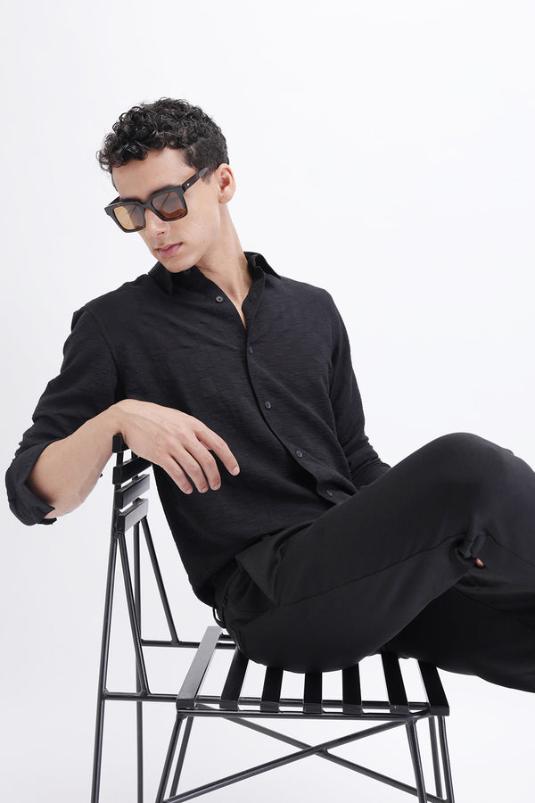 CRINKLE EFFECT TEXTURED SHIRT
