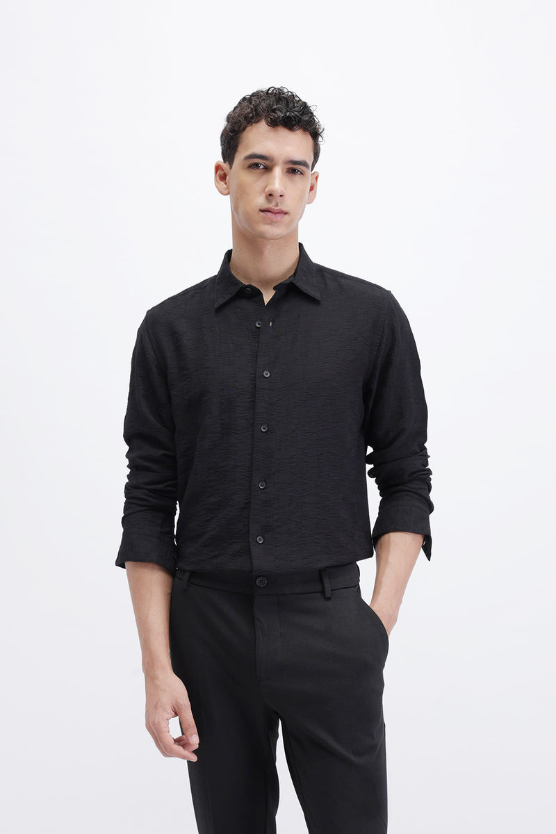 CRINKLE EFFECT TEXTURED SHIRT