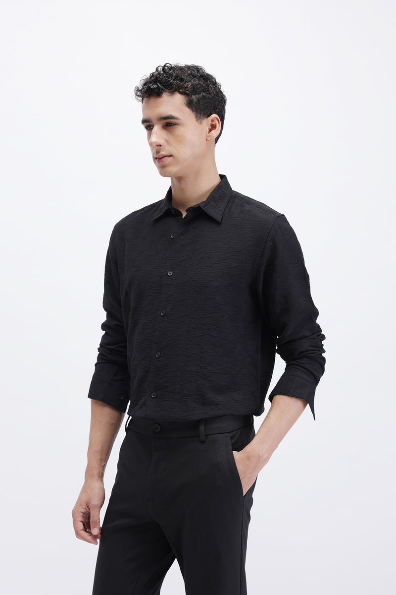 CRINKLE EFFECT TEXTURED SHIRT
