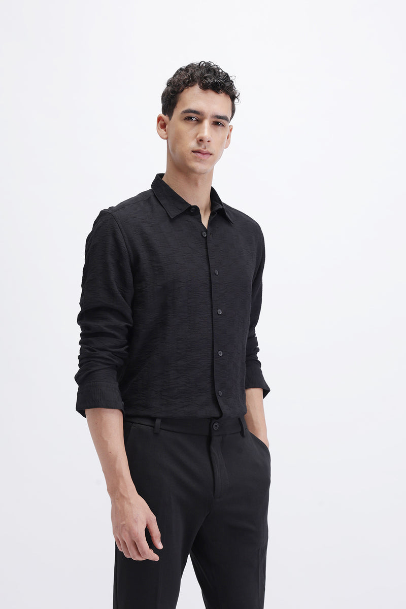 CRINKLE EFFECT TEXTURED SHIRT
