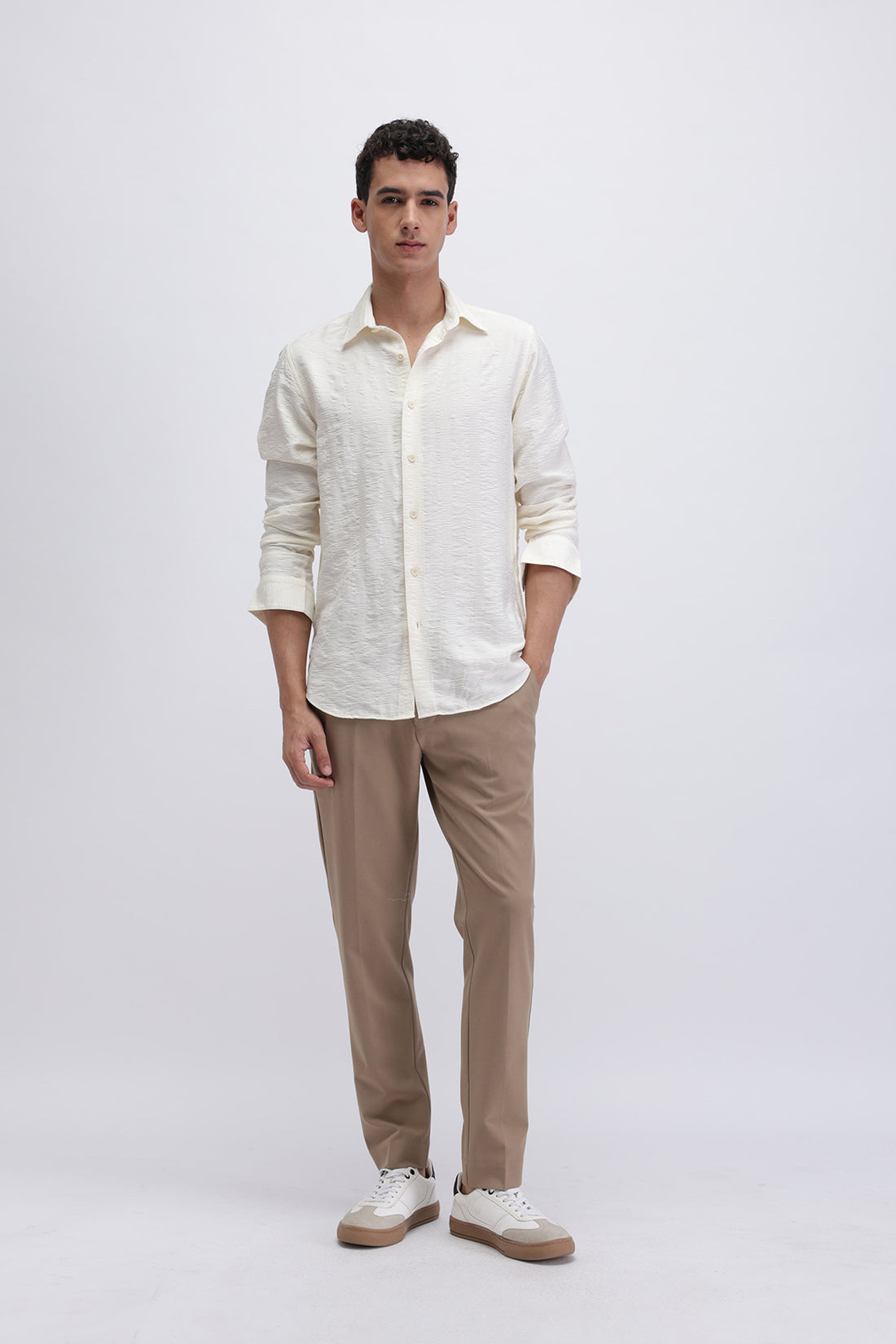 CRINKLE EFFECT TEXTURED SHIRT