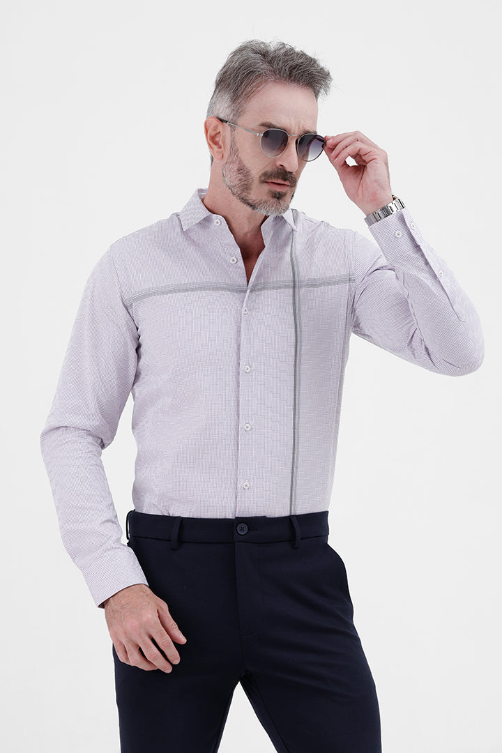 LT PINK COTTON 
PLACEMENT STRIPE SHIRT