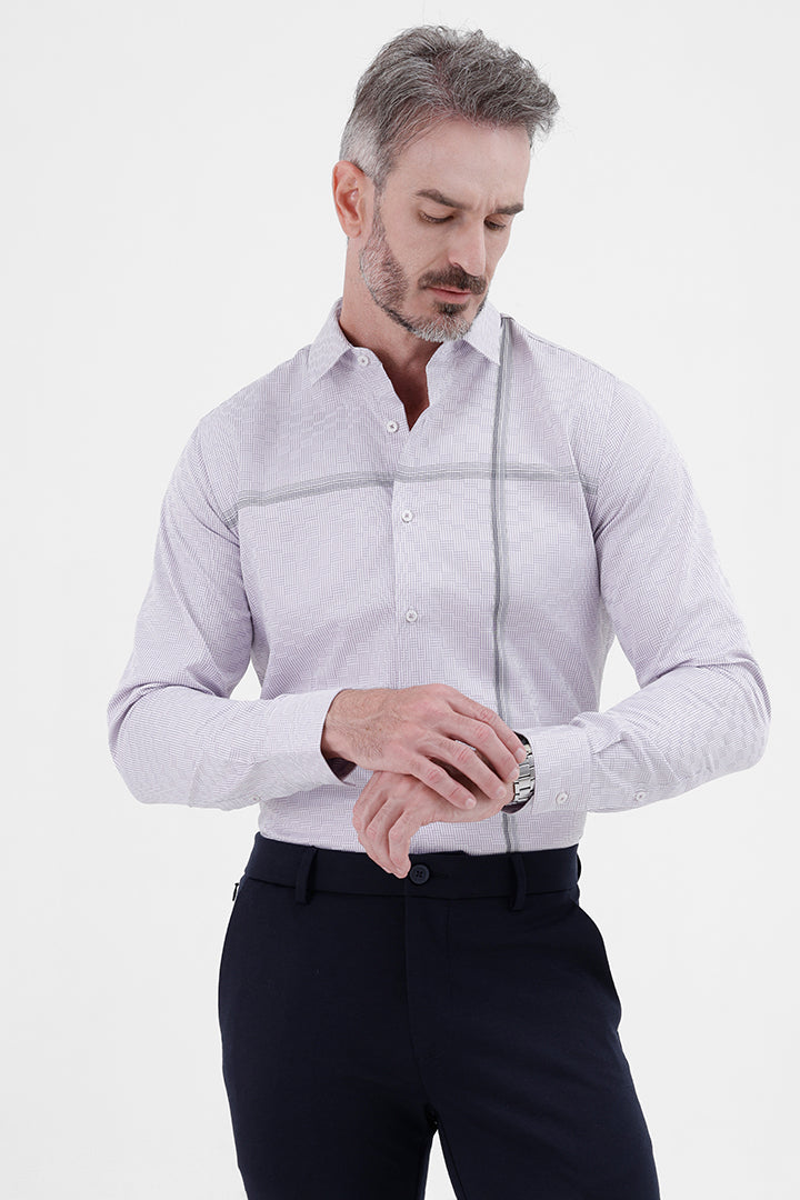 LT PINK COTTON 
PLACEMENT STRIPE SHIRT