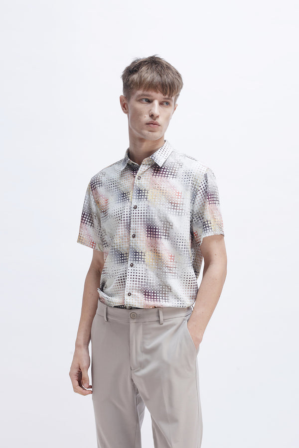 ABSTRACT PRINTED HALF SLEEVES SHIRT