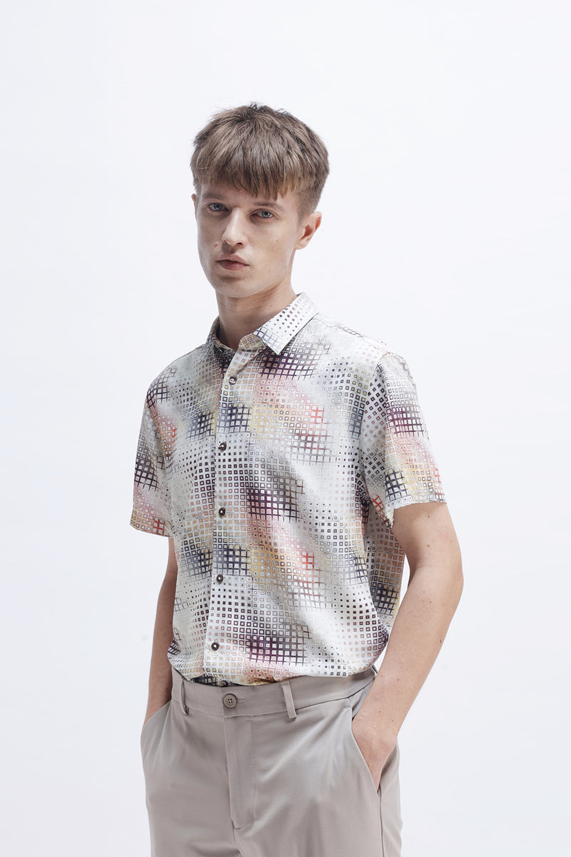 ABSTRACT PRINTED HALF SLEEVES SHIRT