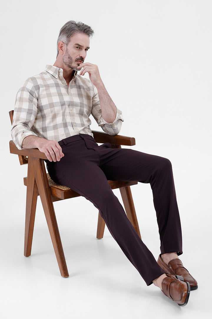 OFF WHITE BEIGE COTTON CHECK SHIRT