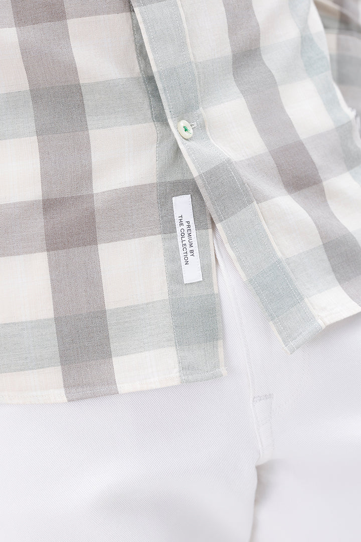 OFF WHITE GREEN COTTON CHECK SHIRT