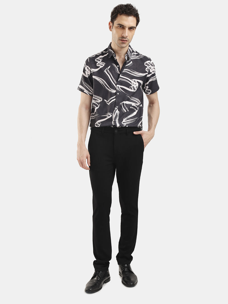 SHORT SLEEVE ABSTRACT PRINT SHIRT