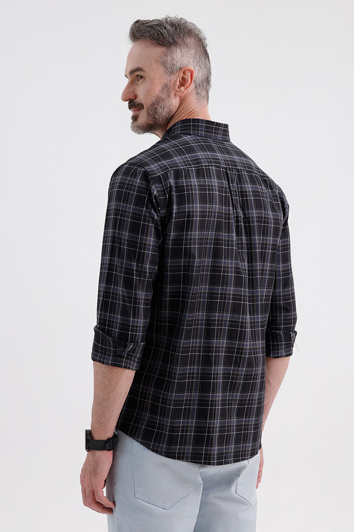 BLACK COTTON CHECK SHIRT