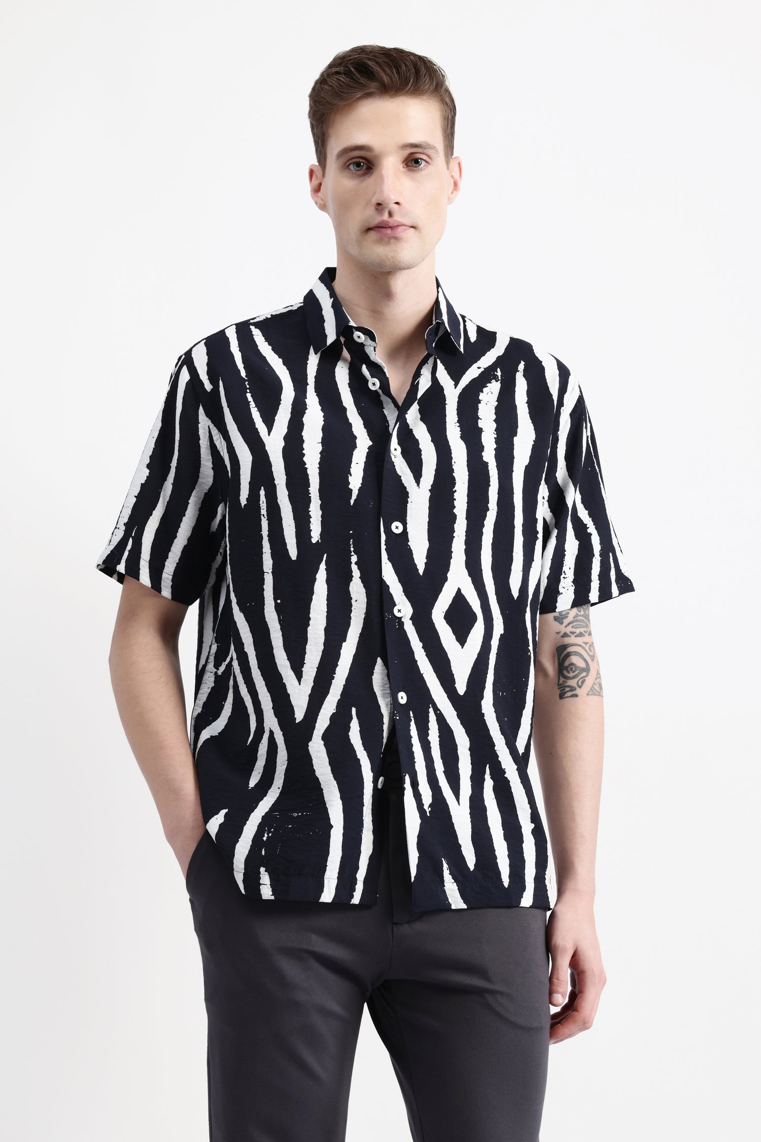 ABSTRACT PRINT HALF SLEEVES SHIRT