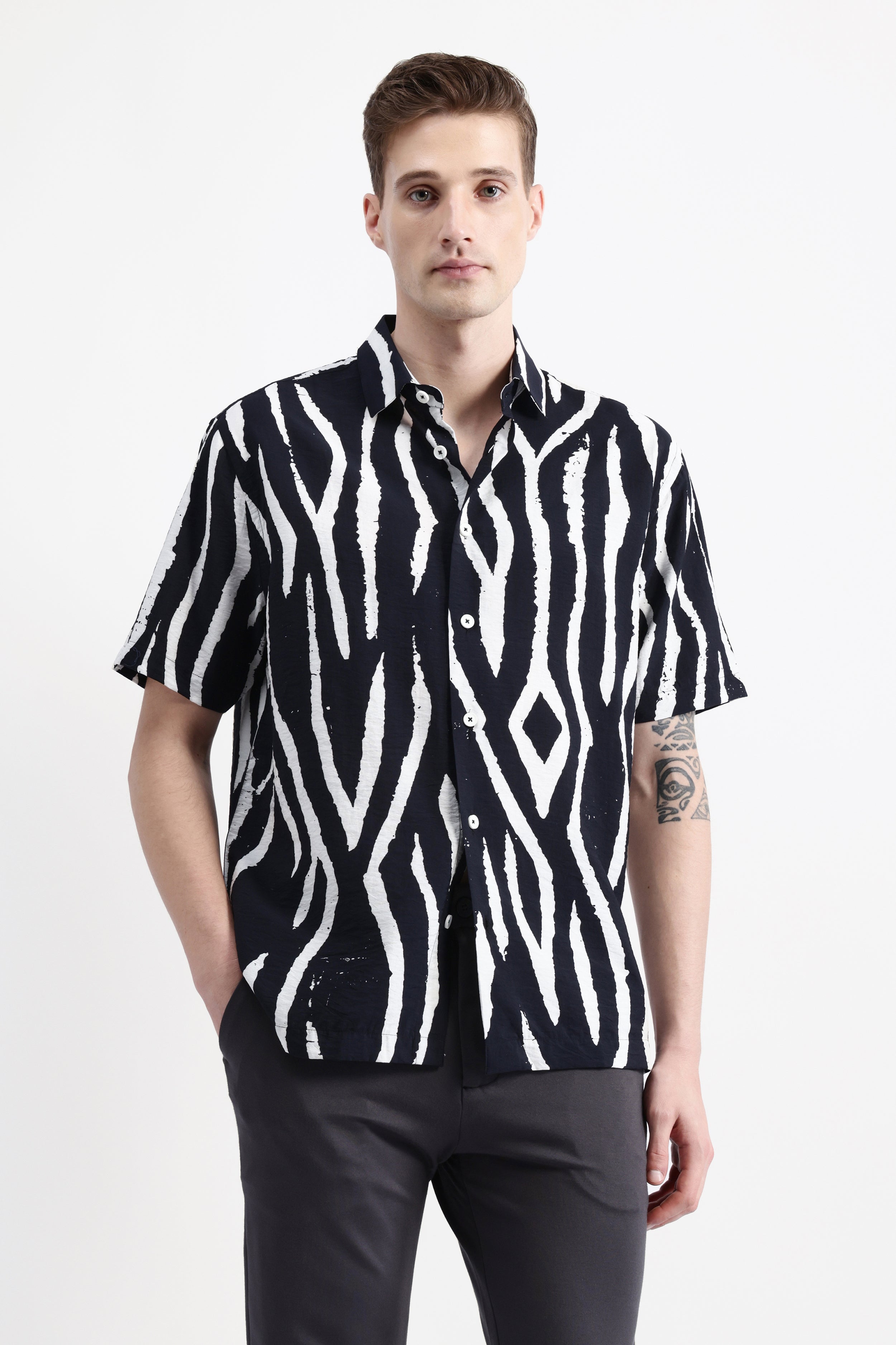 ABSTRACT PRINT HALF SLEEVES SHIRT