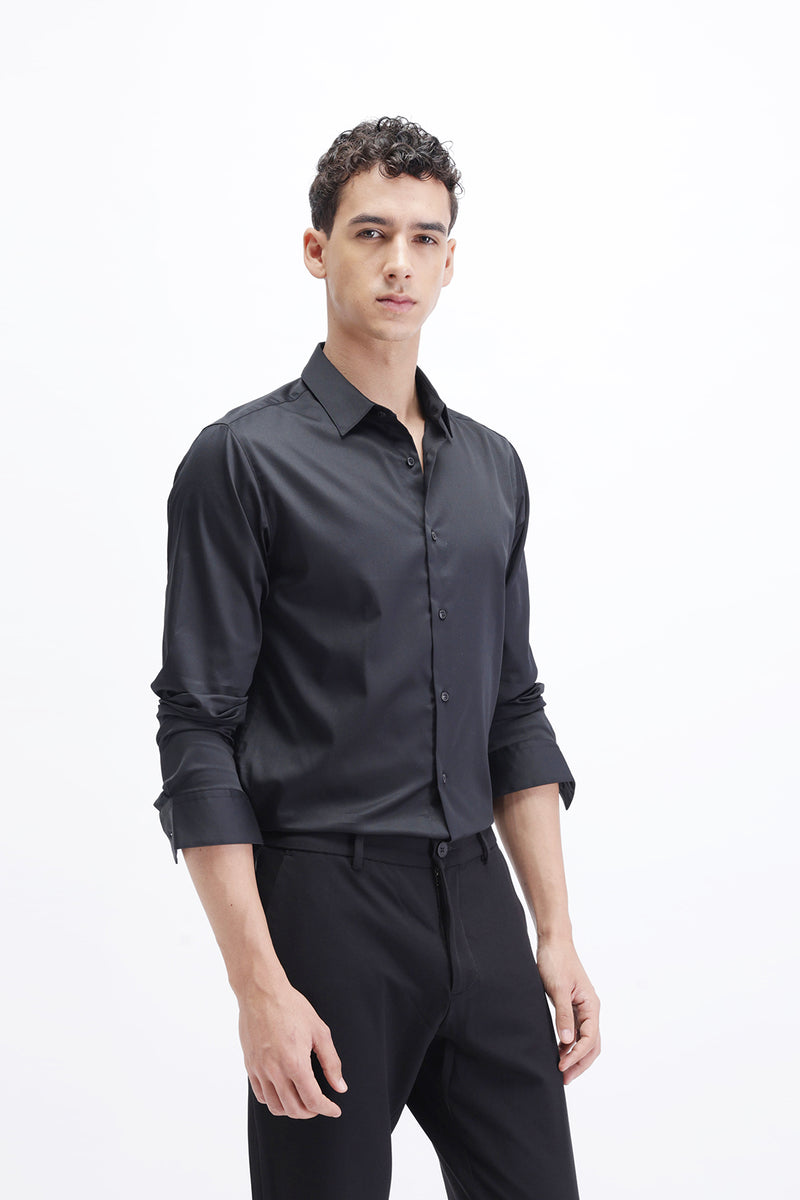 SLIM FIT SOLID COTTON SHIRT