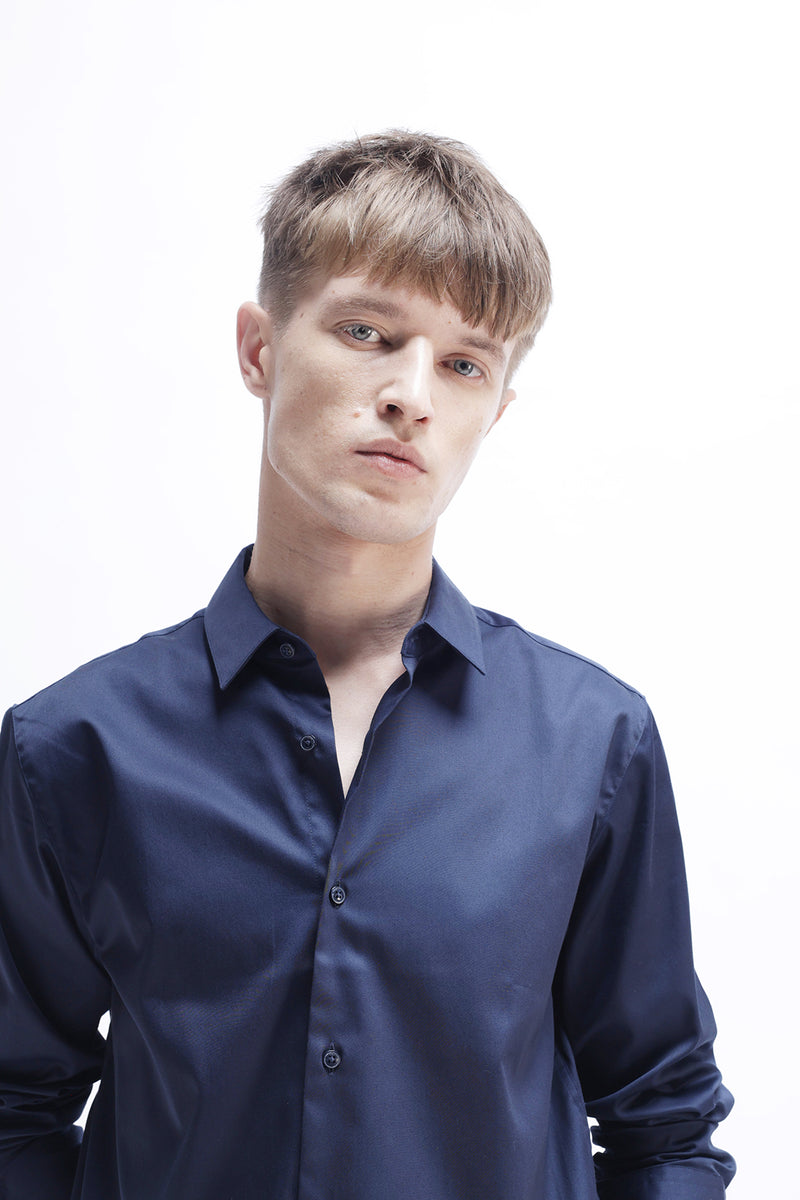 SLIM FIT SOLID COTTON SHIRT