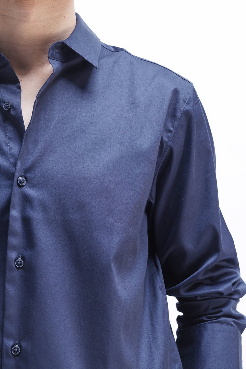 SLIM FIT SOLID COTTON SHIRT