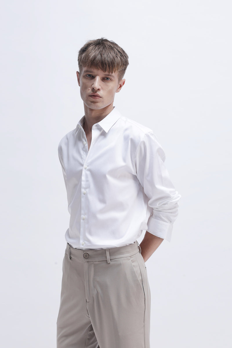 SLIM FIT SOLID COTTON SHIRT